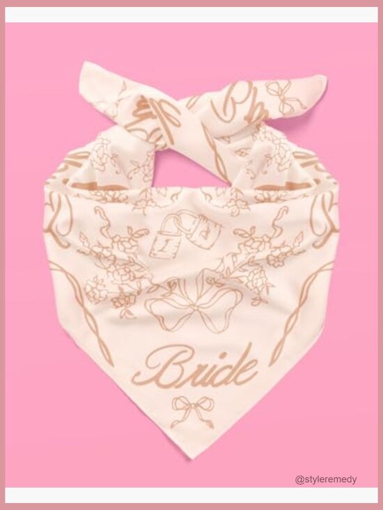 Bride Head Scarf, 27x27 in Silk Bandana, Bachelorette Party Accessory main image 4